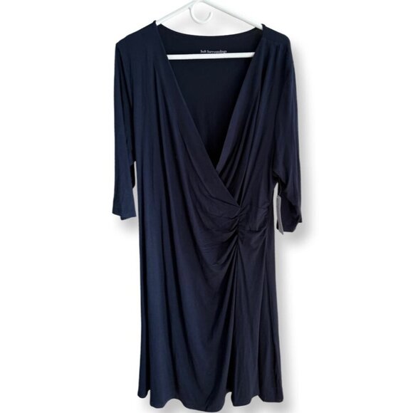 Soft Surroundings NWT Navy Blue Hyannis Faux Wrap Dress in Size 1X - Picture 2 of 11